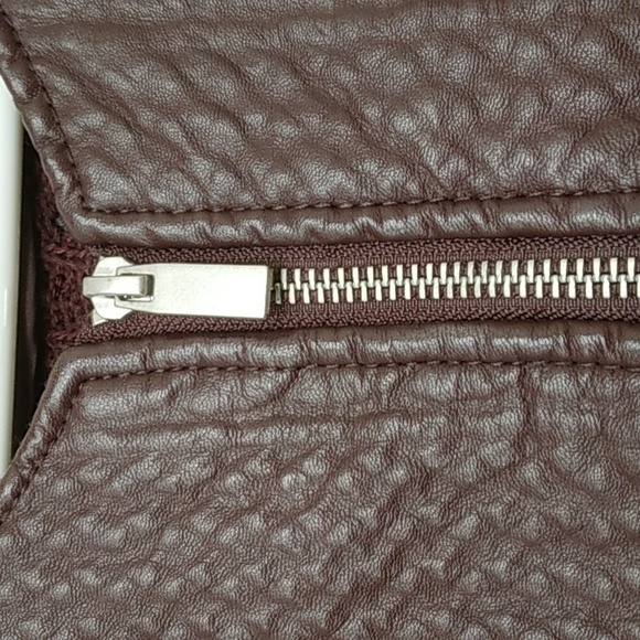 New York & Company Textured Faux Leather Moto Jacket - Rich Brown - Picture 3 of 7